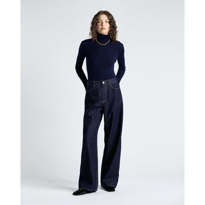 Cue Merino Turtle Neck Ribbed Knit image number 3